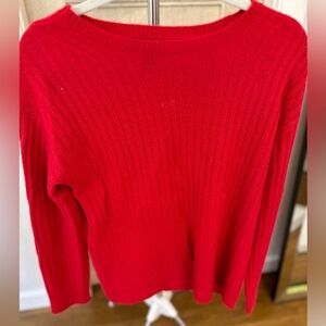 Aqua red cashmere distressed sweater sz S